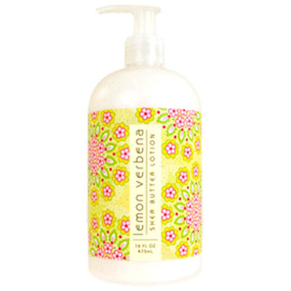 Greenwich Bay Trading Co. front packaging showing 16 oz pump and Lemon Verbena scent benefits