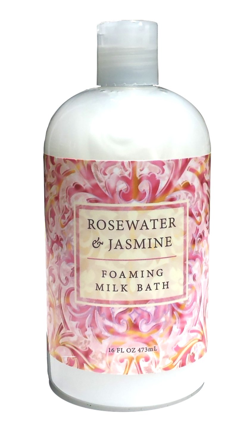 Greenwich Bay rosewater jasmine front packaging showing bottle and label, invites relaxation