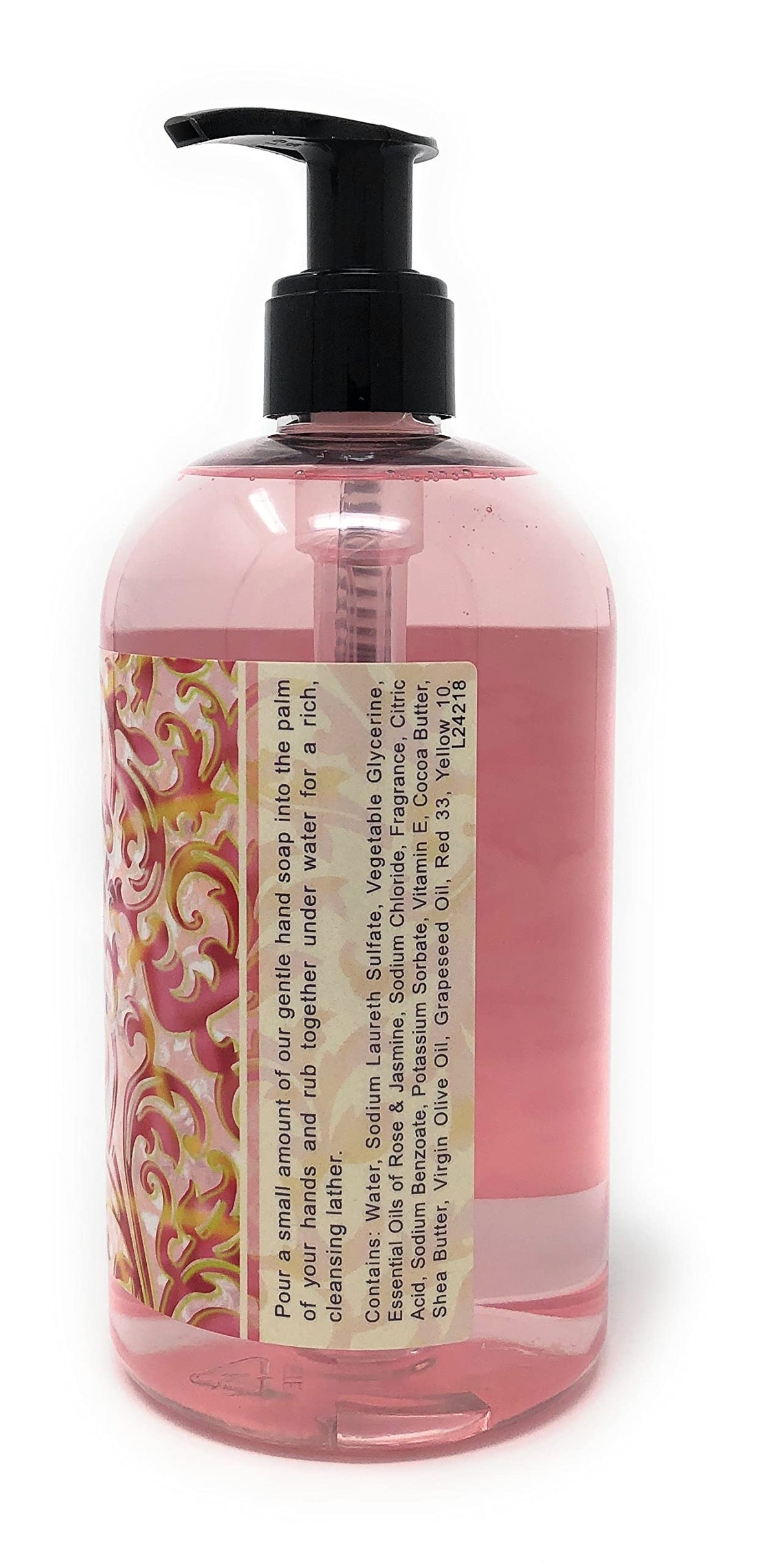 Greenwich Bay product on bathroom vanity conveying spa-like floral ambiance