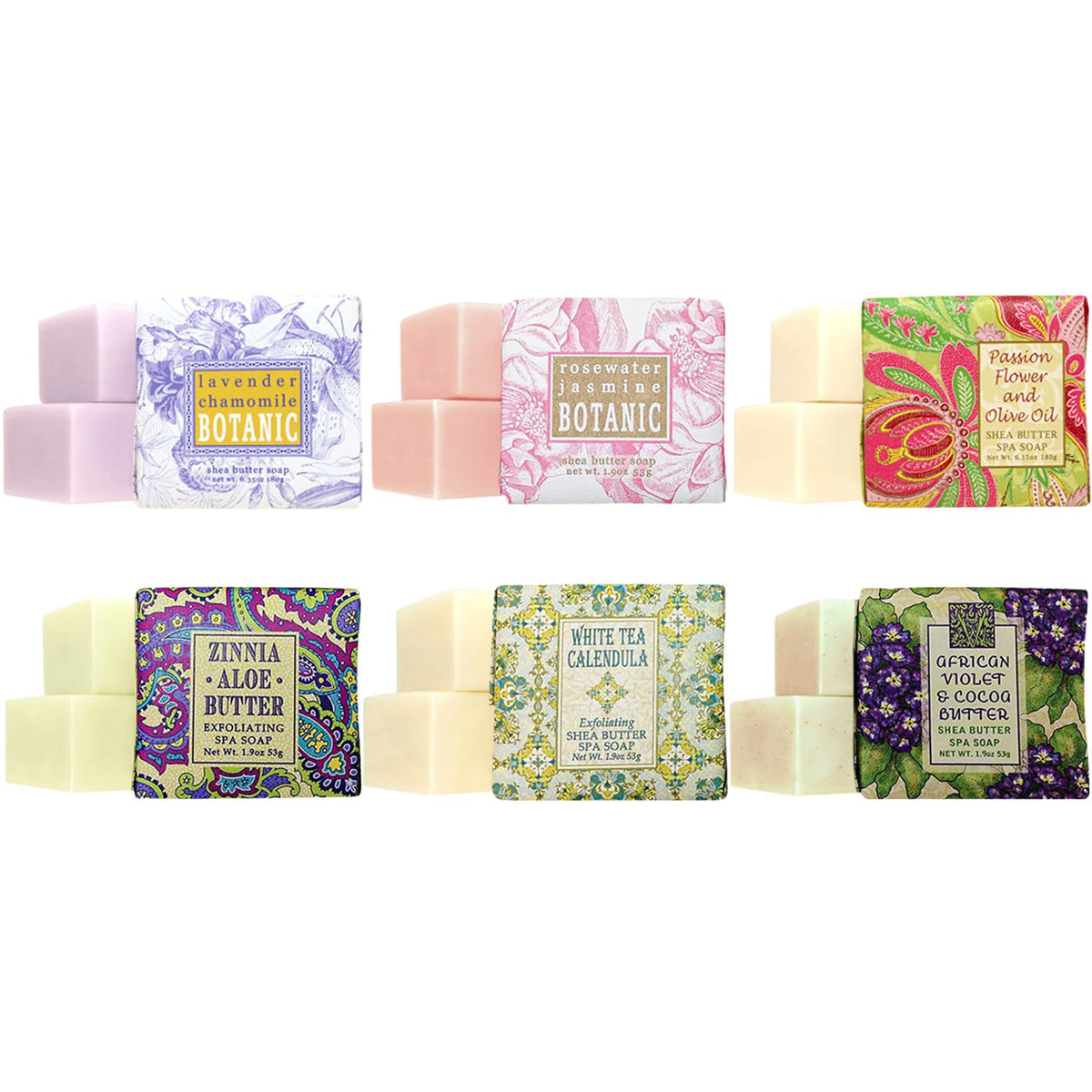 Greenwich Bay Soap front packaging showing six wrapped mini bars and elegant branding