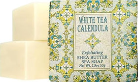 Greenwich Bay Soap next to a ruler for size comparison to illustrate compact travel-friendly bars