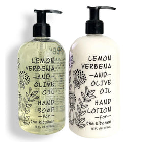 Greenwich Bay Trading Company front packaging showing soap and lotion, elegant kitchen-ready look