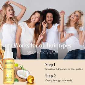 GREEONIL before and after split ends comparison showing improved appearance