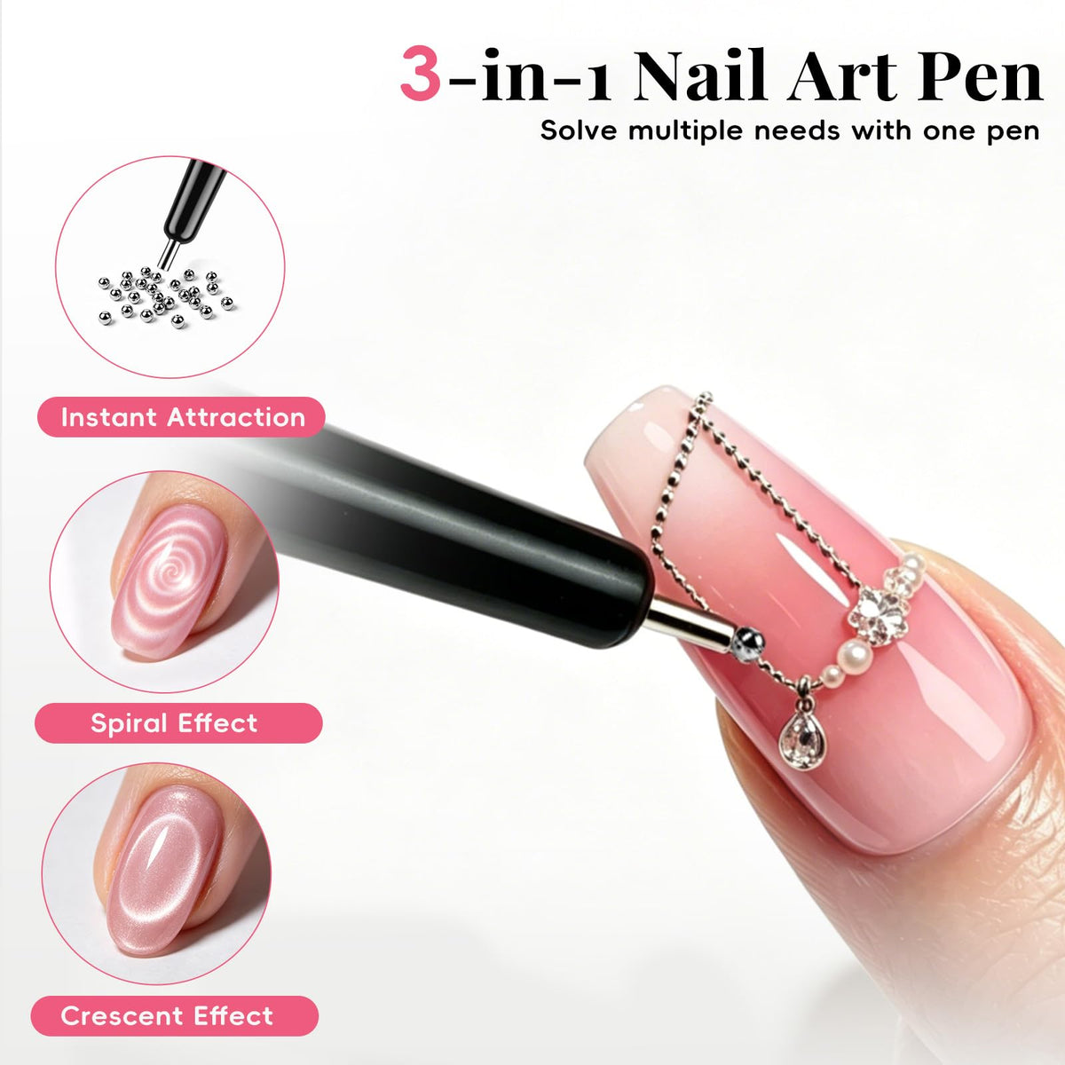 GricelnSV dual-head X magnet in use creating precise French cat-eye tips