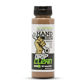 Grip Clean front packaging 8oz showing product benefits and compact size