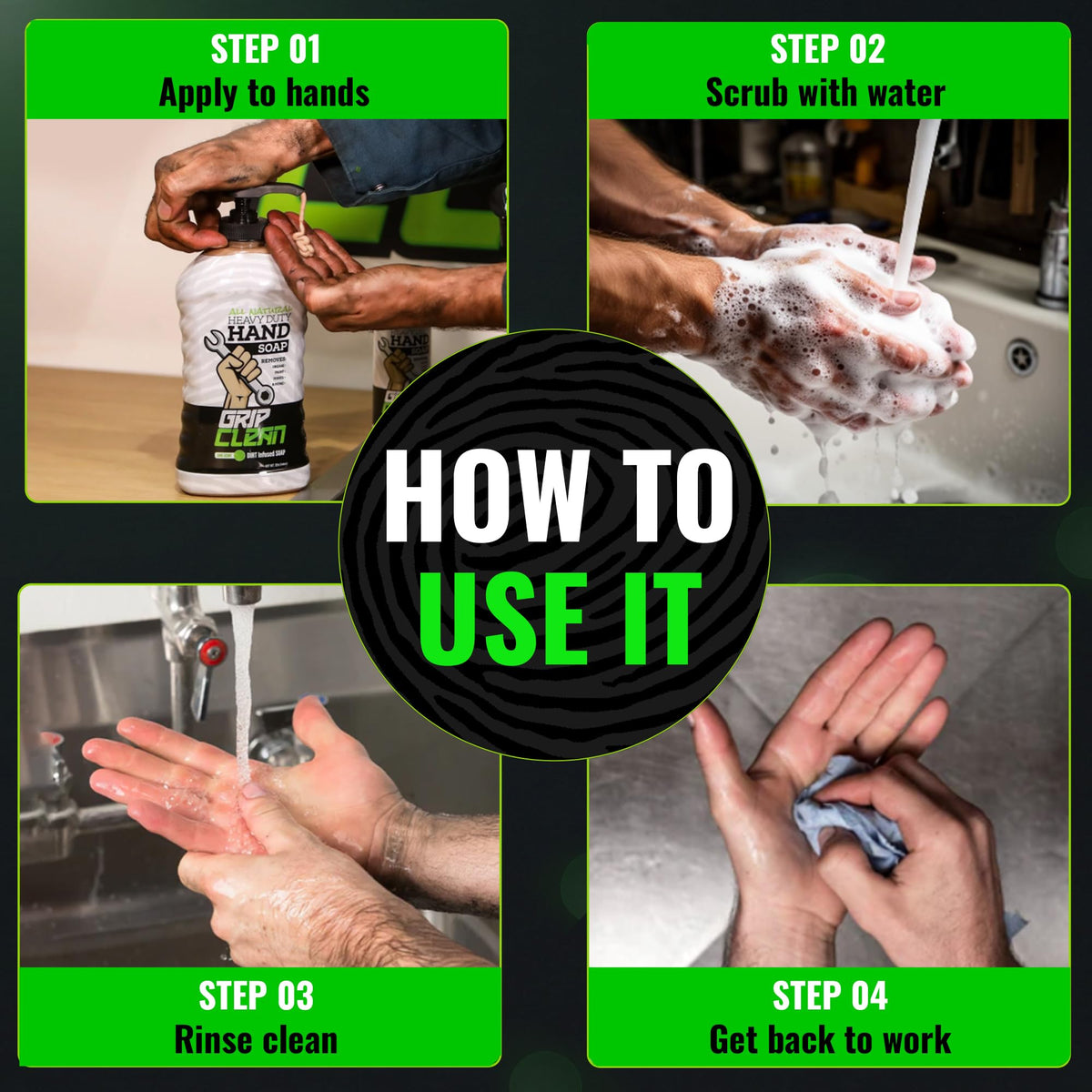 Grip Clean bottle on workshop bench showing professional use