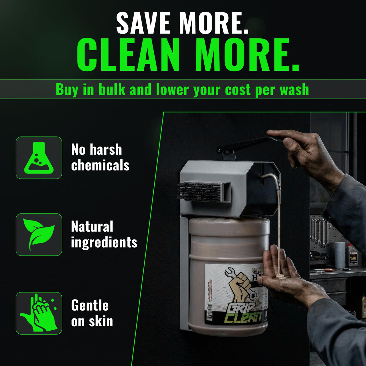 Industrial sink station with Grip Clean jug ready for high-traffic shop use