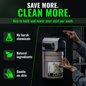 Industrial sink station with Grip Clean jug ready for high-traffic shop use