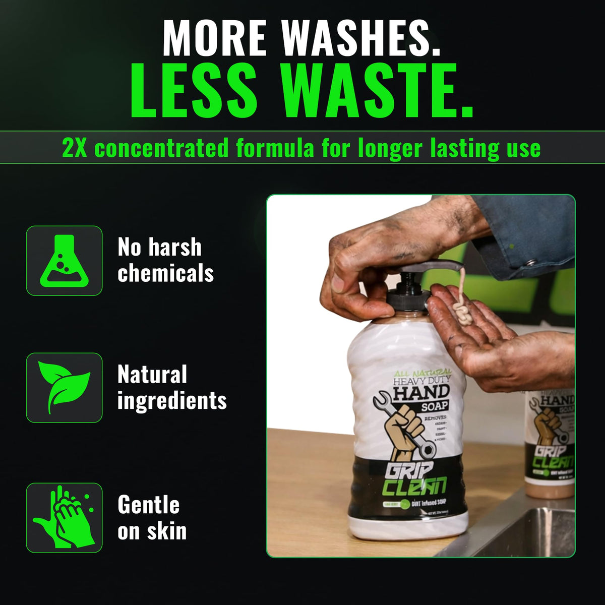 Grip Clean label close-up highlighting clay and oil ingredients