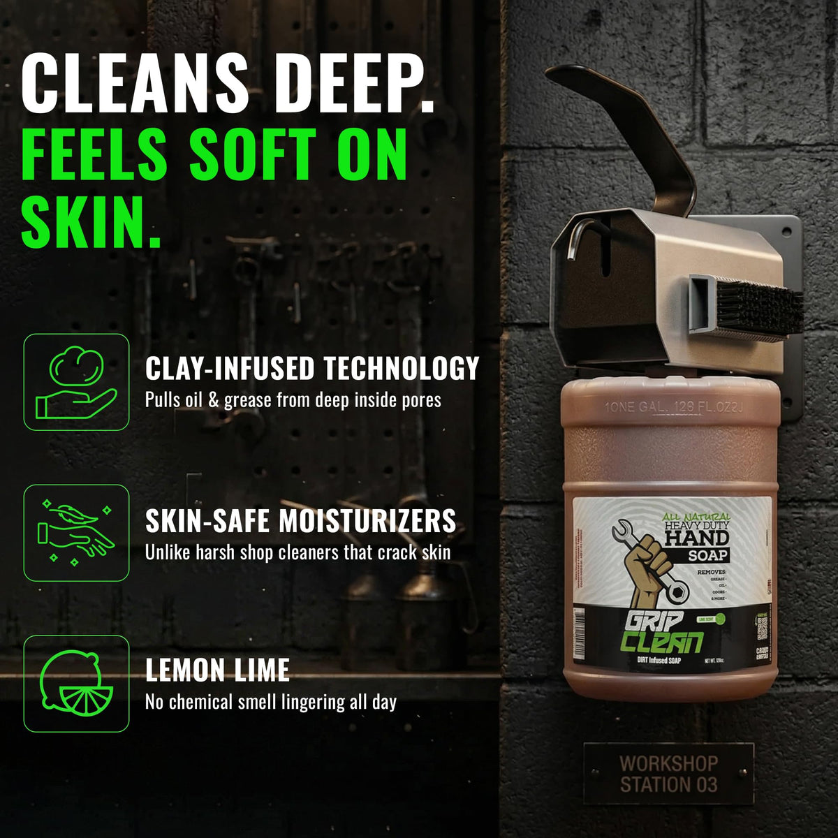 Close-up of Grip Clean pumice texture showing abrasive particles for grime removal