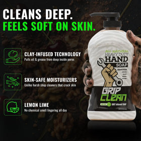 Grip Clean pumice texture close-up illustrating abrasive particles