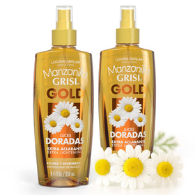 Manzanilla Grisi front packaging showing bottle and 2-pack benefit