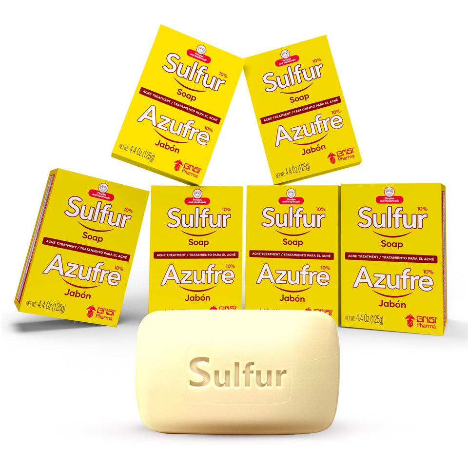 Grisi sulfur soap front packaging showing product and 10% azufre for clearer skin