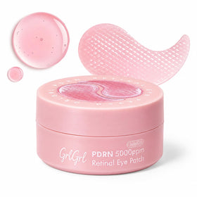 GrlGrl front packaging of PDRN eye patches showing 60 pieces and benefits