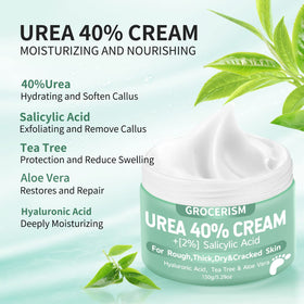 Grocerism applied to heel highlighting callus softening benefit during use