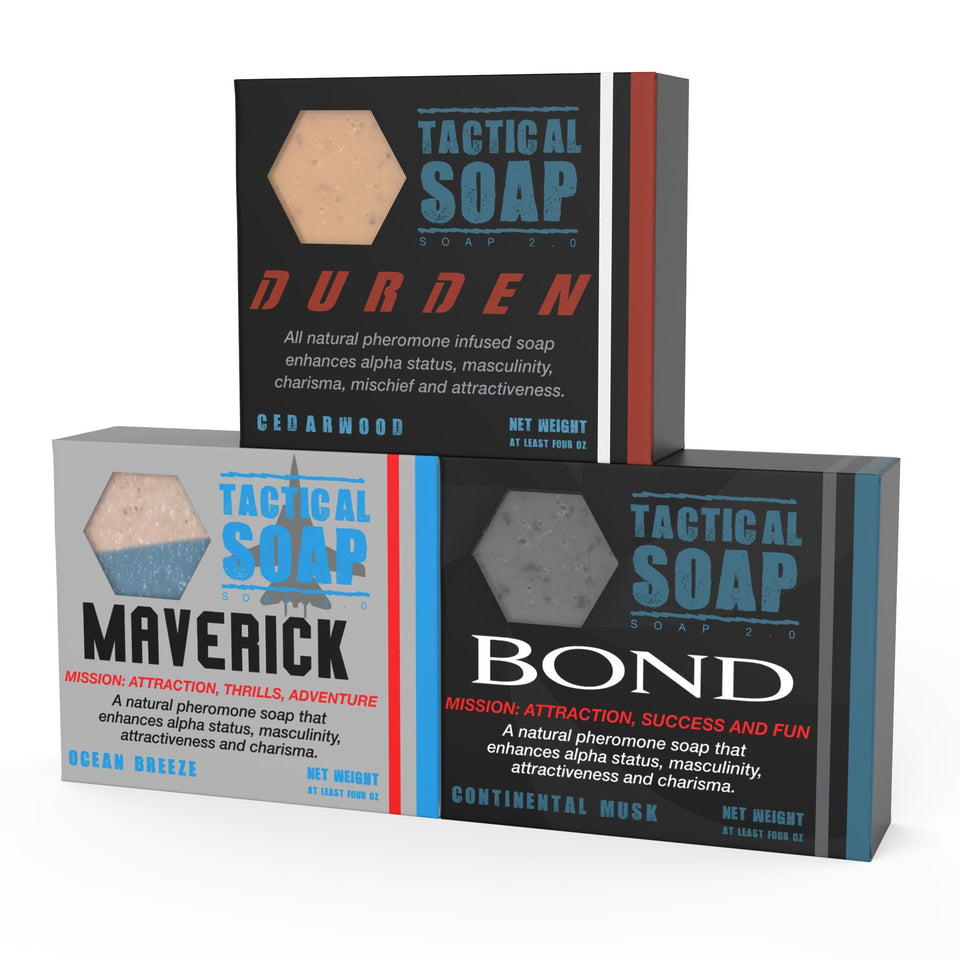 Grondyke tactical soap front packaging showing set and benefits