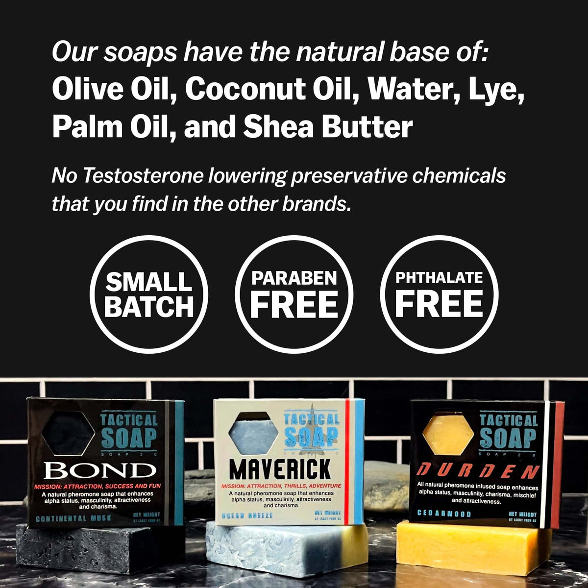 Grondyke three pheromone-infused bars arranged to show variety and choice