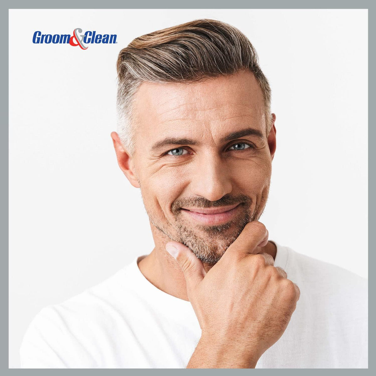 Groom & Clean cream on fingers illustrating easy spread and control