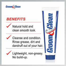 Groom & Clean tube in hand showing 4.5 oz size and portability