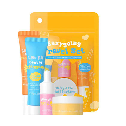 Grospe front packaging travel kit shows compact four-piece set for convenience