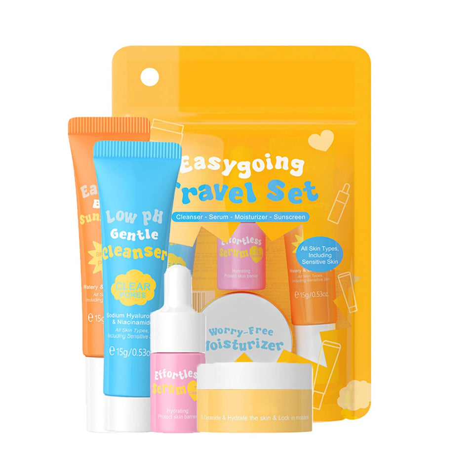 Grospe front packaging travel kit shows compact four-piece set for convenience