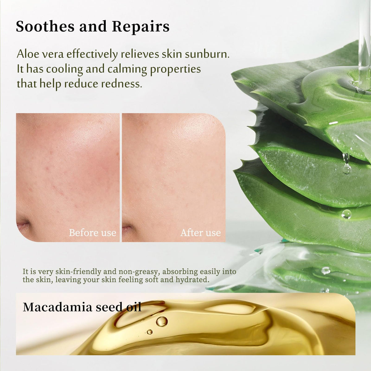 Grospe gel texture close-up showing clear lightweight gel and fast absorption