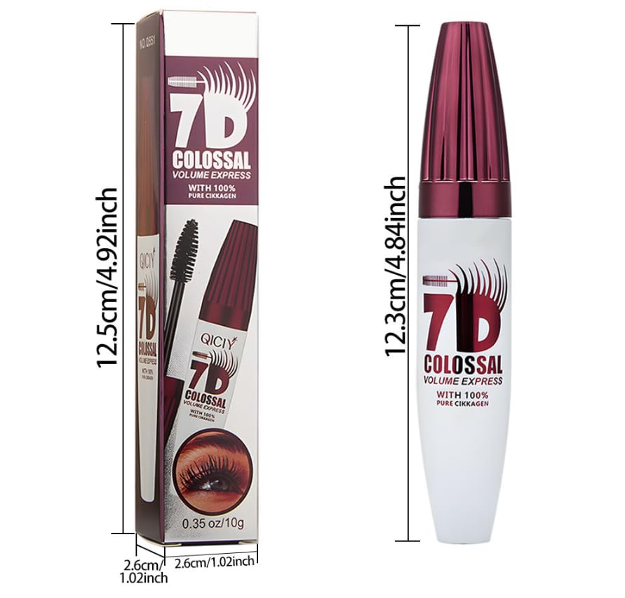 GROTOLY mascara tube beside ruler showing compact 0.35 oz size