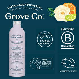 Grove Co. empty plastic bottles versus refill pouches showing reduced waste benefit