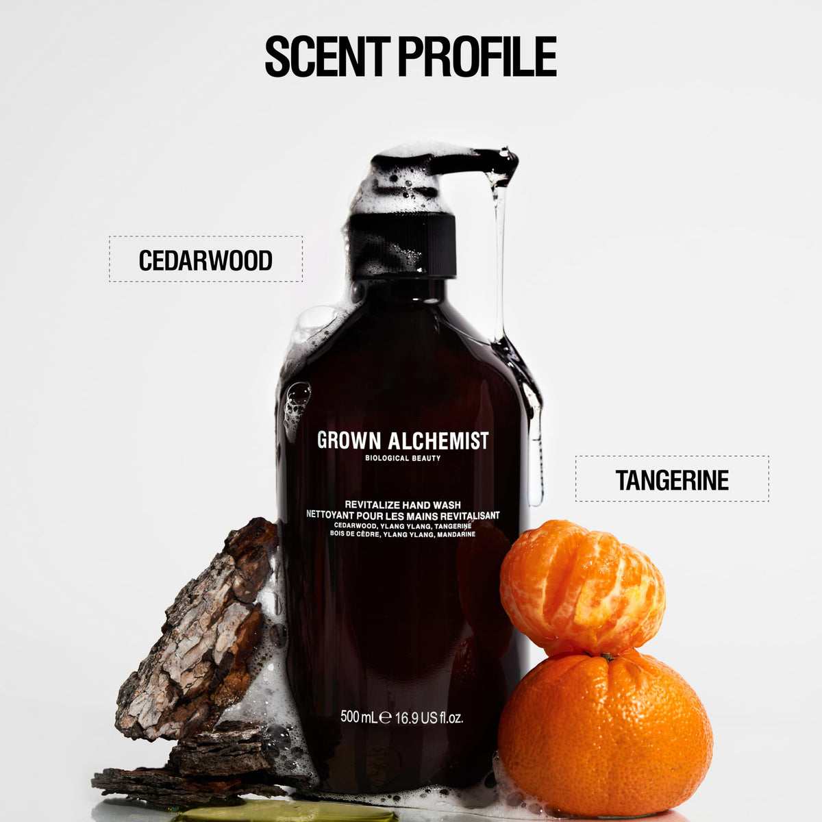 Grown Alchemist bottle label with ingredient list supporting clean-beauty choices