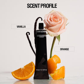 Grown Alchemist bottle next to hand showing scale and generous 300 mL size benefit