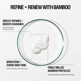 Grown Alchemist close-up texture with fine bamboo particles, shows gentle polish