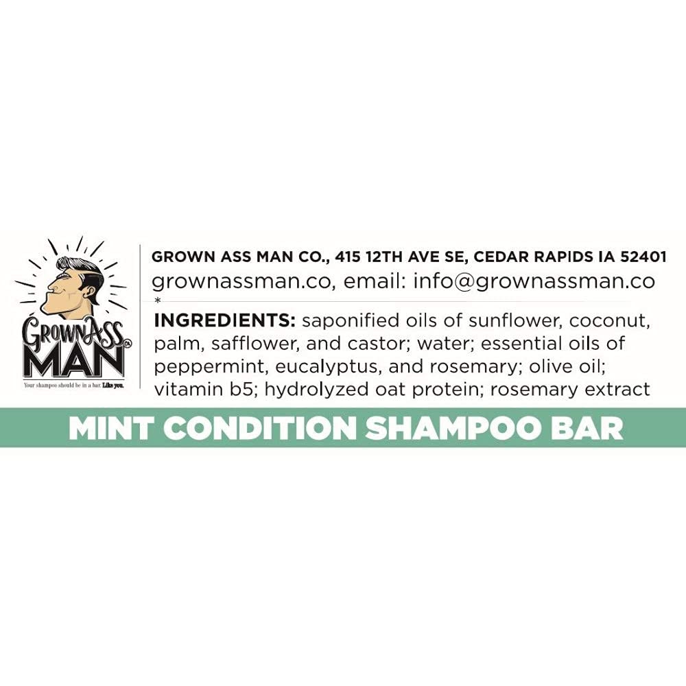 Grown Ass Man Co. size scale with hand showing compact 4oz bar travel-friendly benefit