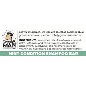 Grown Ass Man Co. size scale with hand showing compact 4oz bar travel-friendly benefit