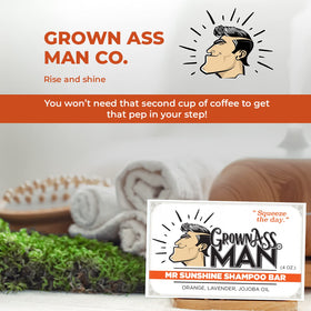 Grown Ass Man Co. Mister Sunshine used on beard to soften and cleanse facial hair