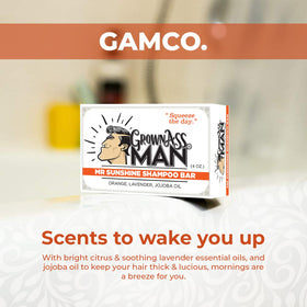 Grown Ass Man Co. Mister Sunshine rich lather in hand for effective cleansing