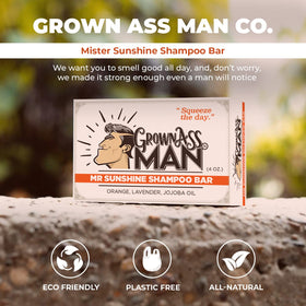 Grown Ass Man Co. Mister Sunshine 4oz bar next to coin for size and travel convenience