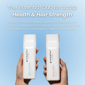 GROWPLEX Revive shampoo pump close-up highlighting easy dispensing