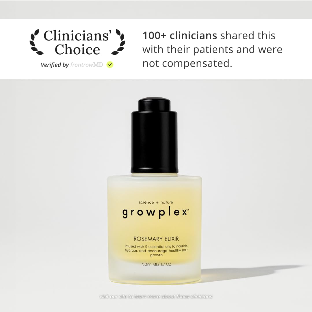 GROWPLEX rosemary elixir dropper with oil texture visible, demonstrates lightweight absorption