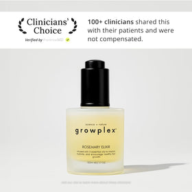 GROWPLEX rosemary elixir dropper with oil texture visible, demonstrates lightweight absorption