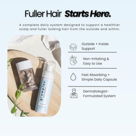 GROWPLEX Vitafoam applied to scalp demonstrating non-greasy finish