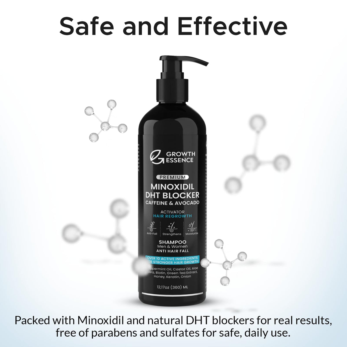 Growth Essence castor oil droplet showing smoothing and strengthening benefit