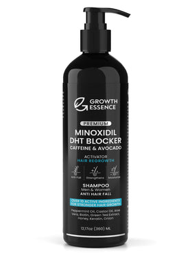 Growth Essence front bottle showing product and benefits