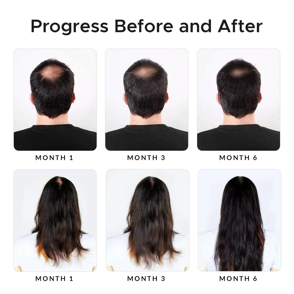 Growth Essence example before and after hair visual implying fuller-looking hair