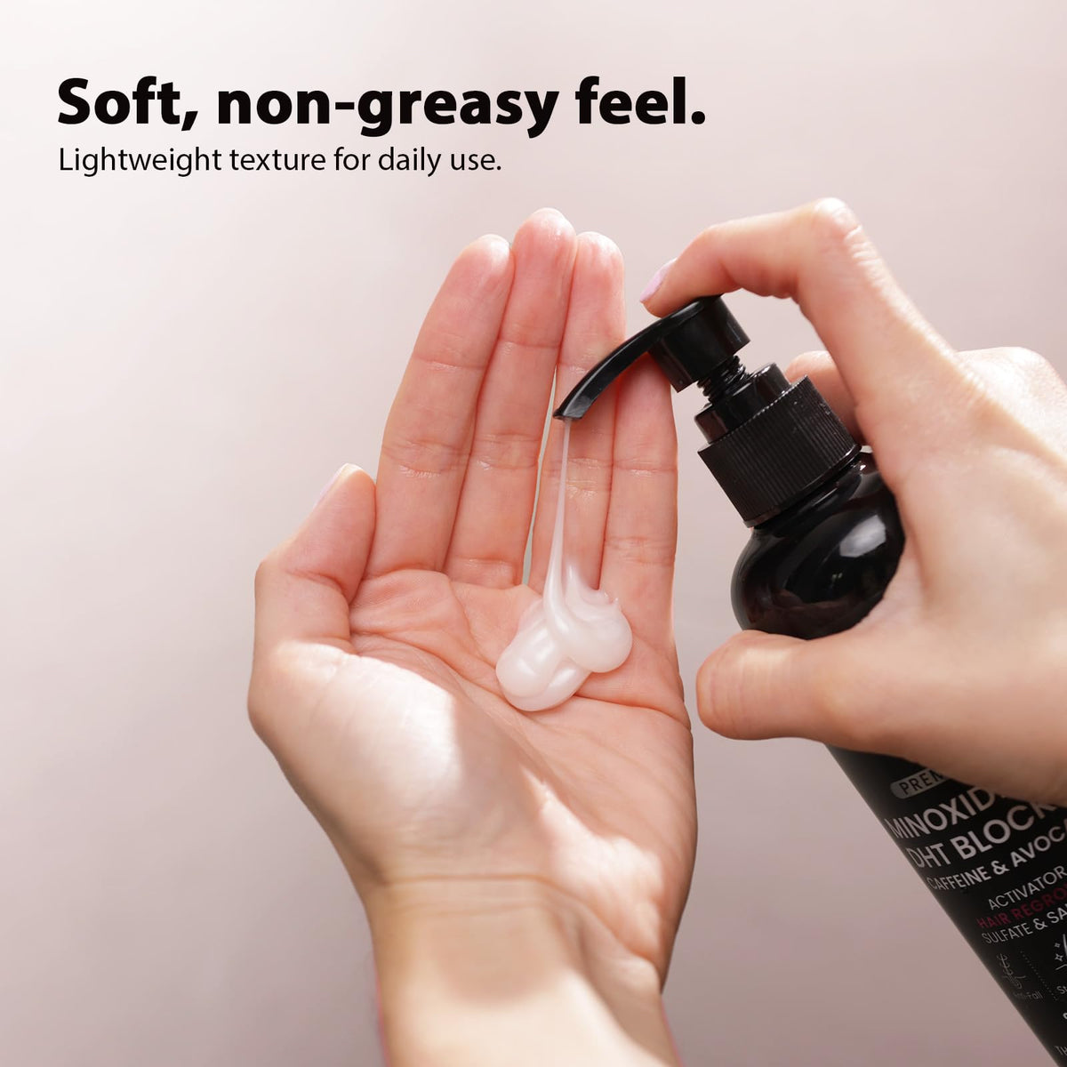 Growth Essence on bathroom shelf in lifestyle setting suggesting daily routine integration