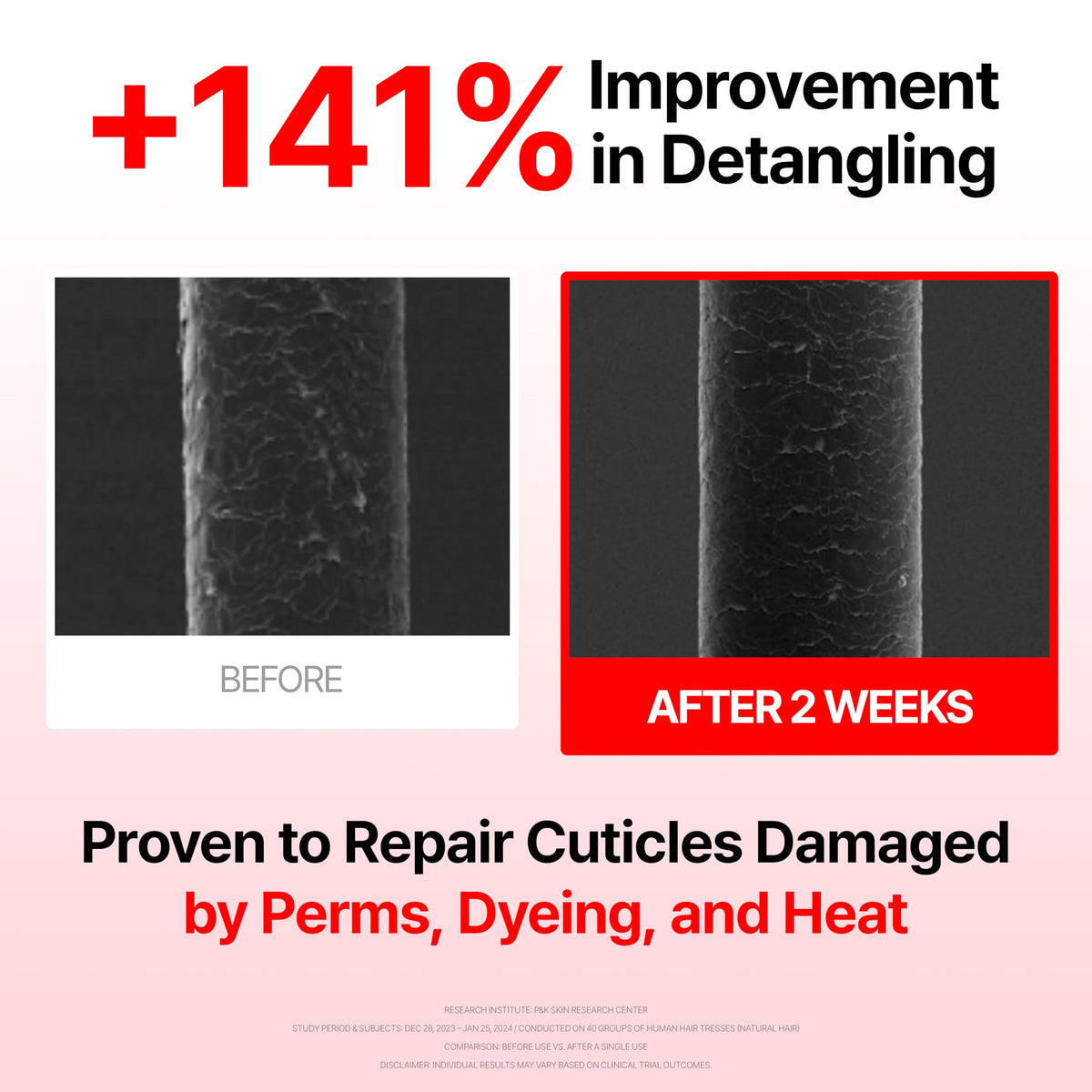 GROWUS before and after split ends comparison showing improved strength