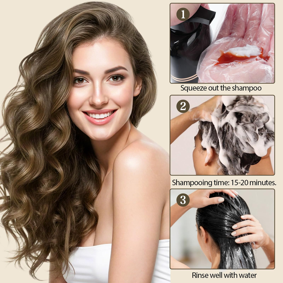 GRYFOX before and after gray coverage showing natural-looking light brown results