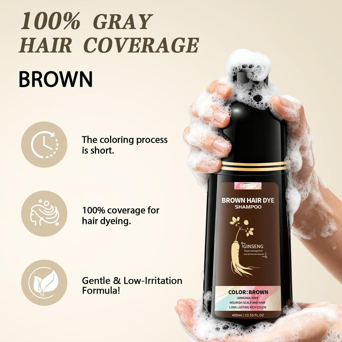 GRYFOX bottle beside a hand to show actual product size
