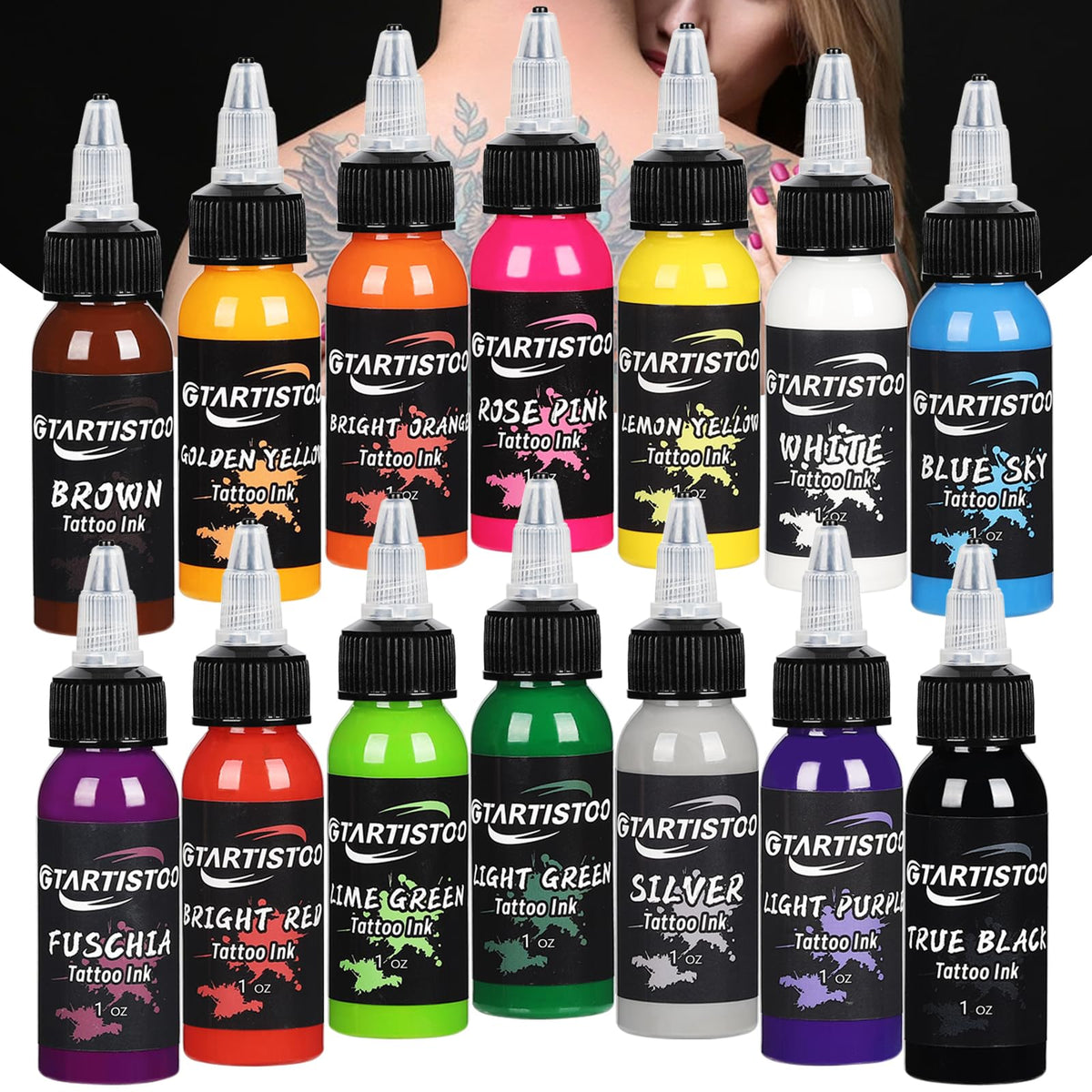 GTARTISTOO front packaging showing 14 vibrant colors and neat layout benefit: quick selection