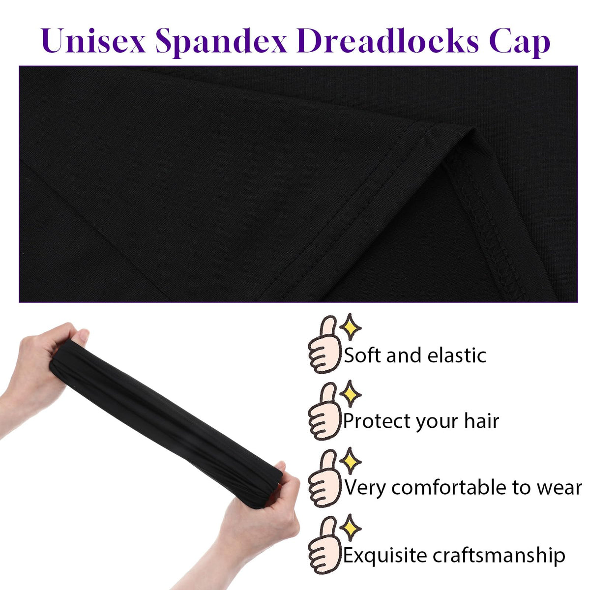 guduling cap stretched on hand demonstrating elastic fit and size