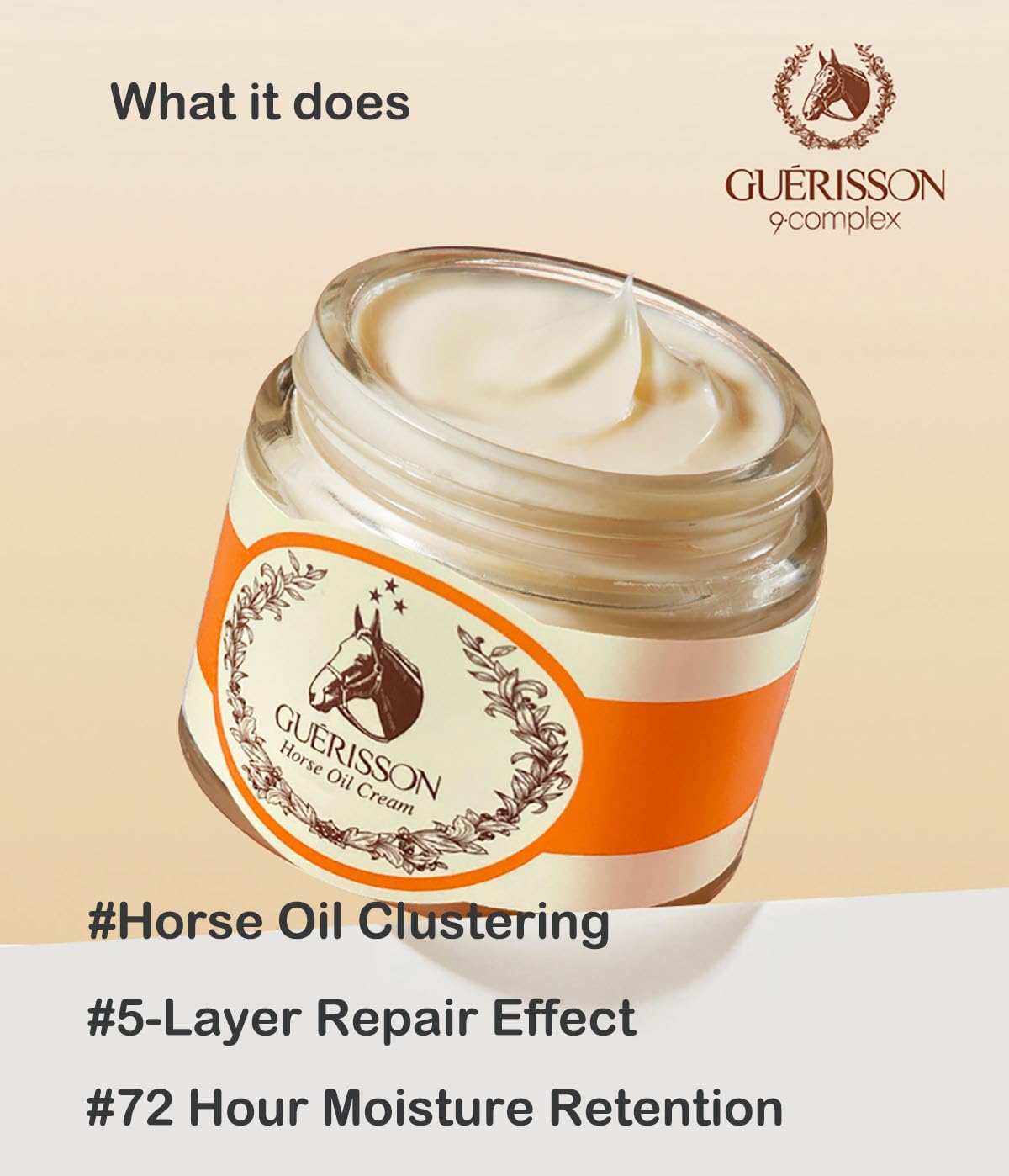 GUERISSON close-up swipe of cream showing melt-in finish and glowy effect